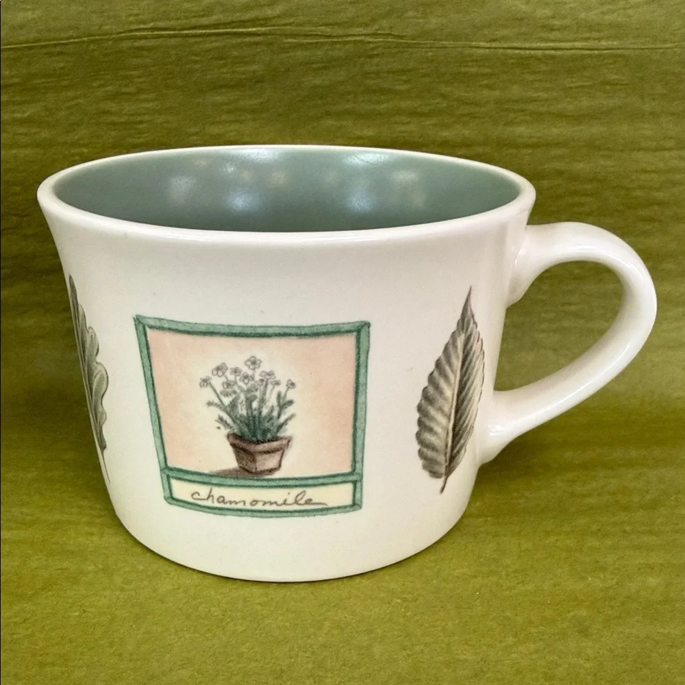 Vintage Pfaltzgraff Naturewood 12oz Coffee Mugs Botanical Herb Design Set of 3